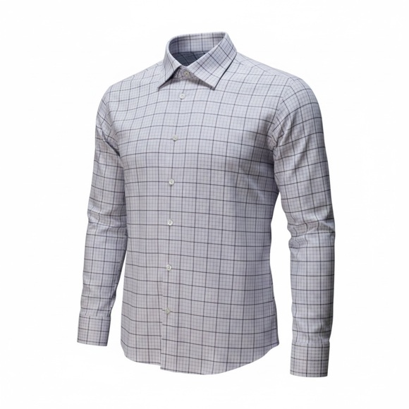 Men's Grid Windowpane Checkered Button Down Shirt - Picture 10 of 10